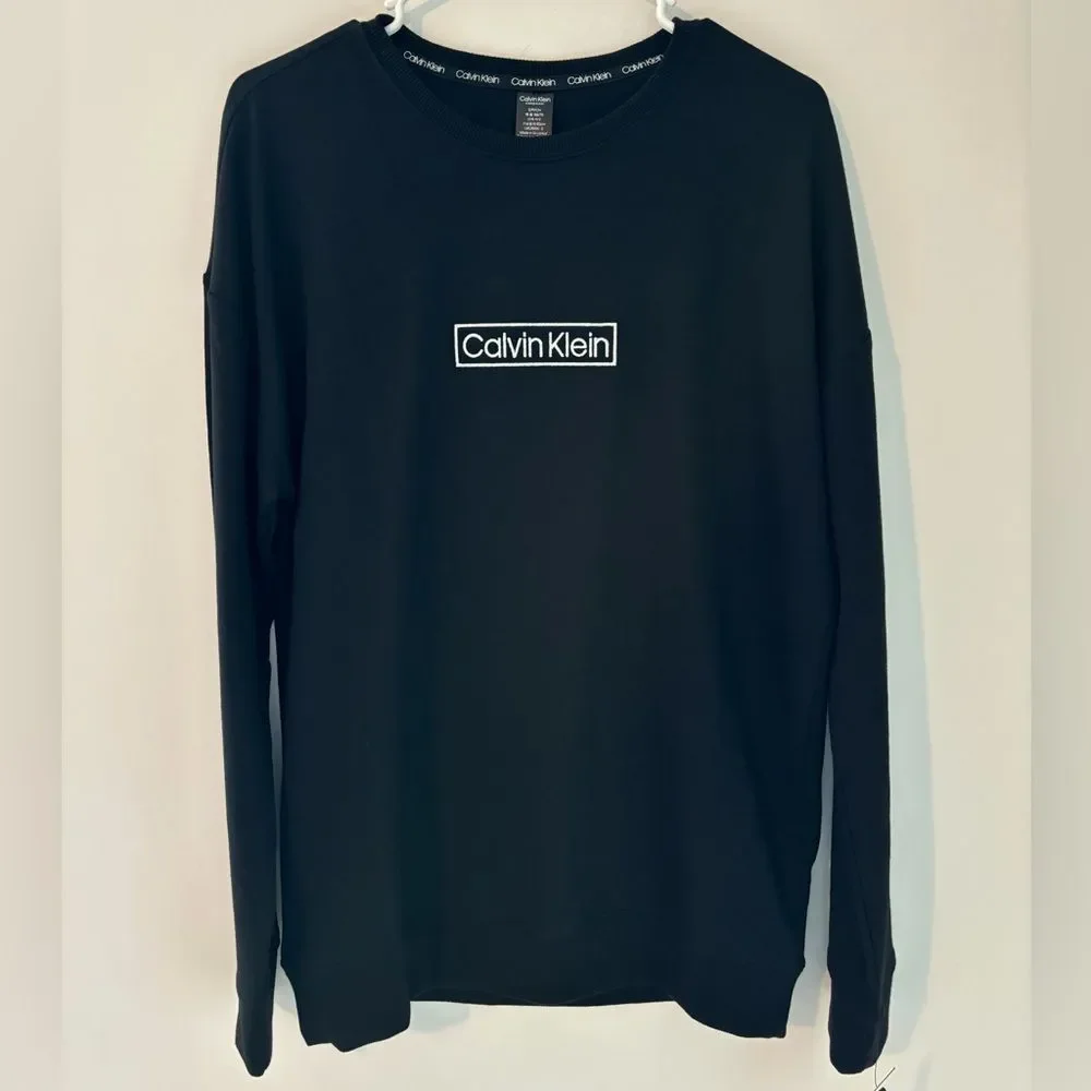 Calvin Klein Women’s Crewneck Sleepwear Sweatshirt in Black Size Small